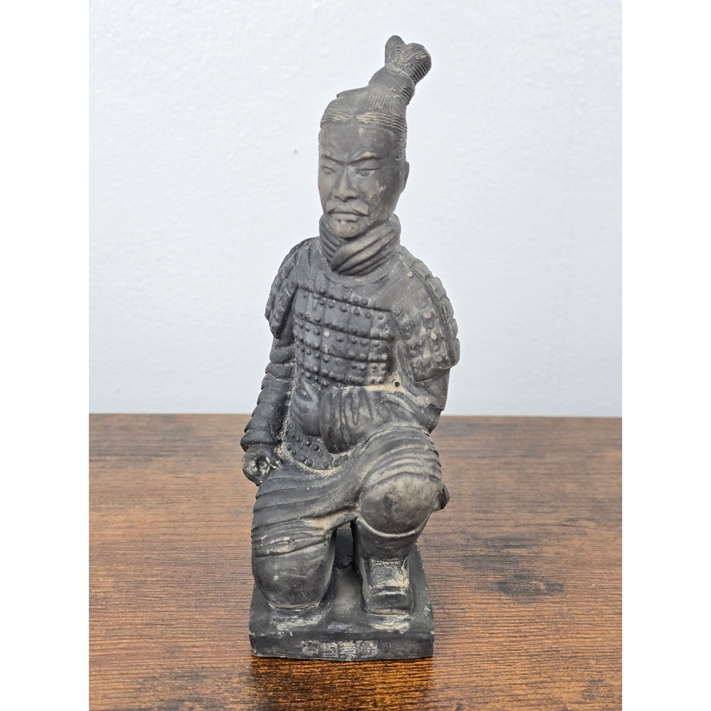 Chinese Vintage Black Terracotta Warrior Statue Figurine 6 Inch